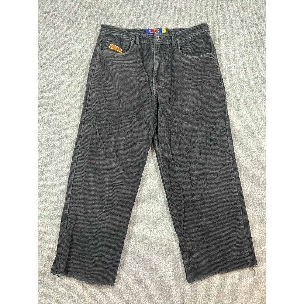 Empyre Relax Loose Fit Pants Mens 32 Black Cotton Corduroy Mid Rise Straight Leg